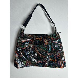 Braciano Vinyl Tote Kelly Brown Green Paisley See Description